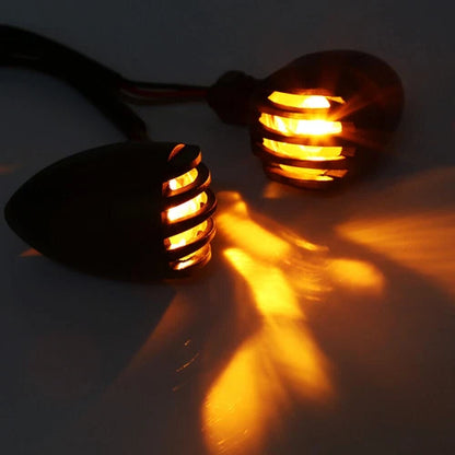 4X Black Grill Bullet Motorcycle Turn Signal Indicator Lights Blinker For Harley