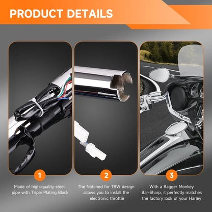 PRE-WIRED 10" Meathook Bar Ape Hangers Handlebars For Harley 2014-2023 FLHX FLHT