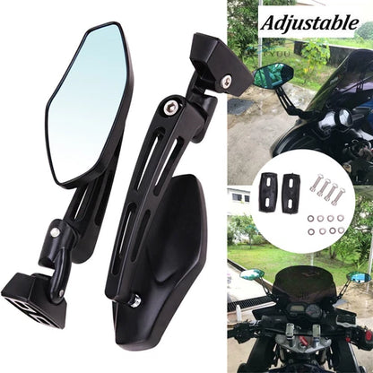 For Kawasaki Ninja 250 500 ZX6 7 9 10 Motorcycle Rearview Mirrors Black Aluminum