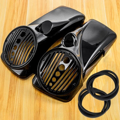L & R Black 8" Speaker Lids w/ Tweeter port ABS For Harley 1994-13 Street Glide