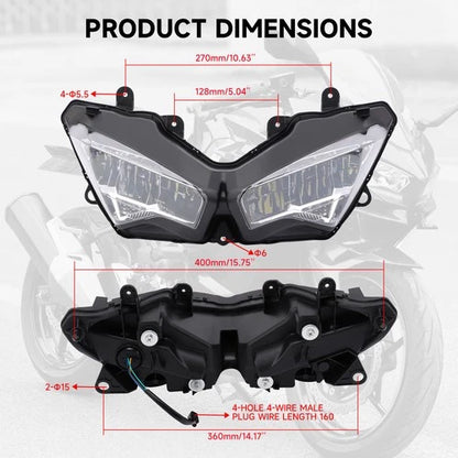 LED Front Headlight Assembly Headlamp Fit For Kawasaki Ninja ZX-4R ZX-4RR 23-24