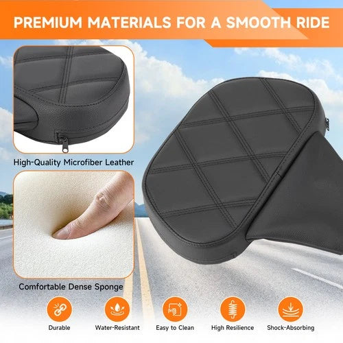 Adjustable Driver & Rider Backrest Pad w/ Mount for Harley Touring Street Glide