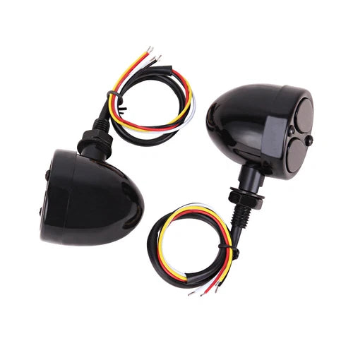 2x Motorcycle Bullet Turn Signal Light Amber Red Brake Blinker For Harley Honda