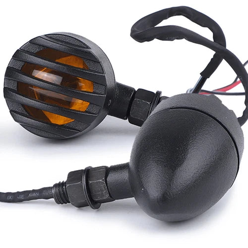 4X Black Grill Bullet Motorcycle Turn Signal Indicator Lights Blinker For Harley