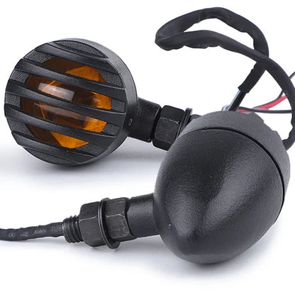4X Black Grill Bullet Motorcycle Turn Signal Indicator Lights Blinker For Harley
