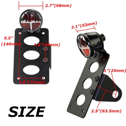 3/4" License Plate Bracket With Tail Brake Light Lamp for Harley Chopper Bobber