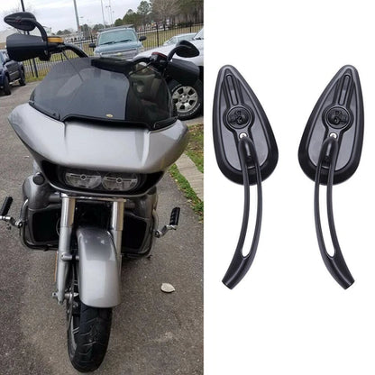 Motorcycle Skull Rearview Side Mirrors For Harley Dyna Electra Road Glide Black
