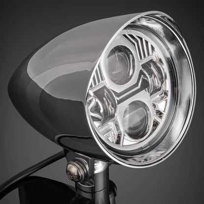 LED Chrome Hi/Lo Bullet Headlight Headlamp For Harley Bobber Chopper Cruiser