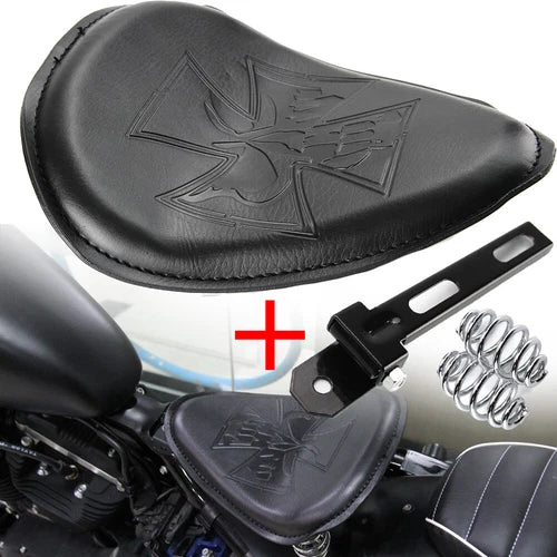 For Harley Softail Bobber Chopper Motorcycle Solo Seat w/ 3" Spring Bracket Kit