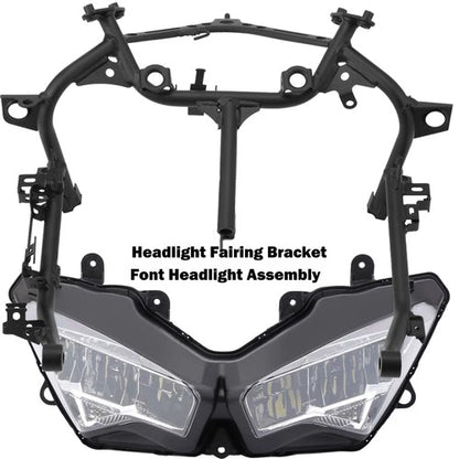 Front Headlight Assembly & Stay Fairing Bracket For Kawasaki Ninja 400 2018-2025