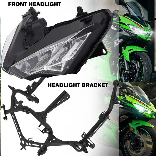 Front Headlight Assembly & Stay Fairing Bracket For Kawasaki Ninja 400 2018-2025