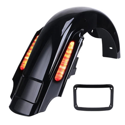 Extended Dual Cut Rear LED Light Fender For Harley Road King Street Glide 93-08