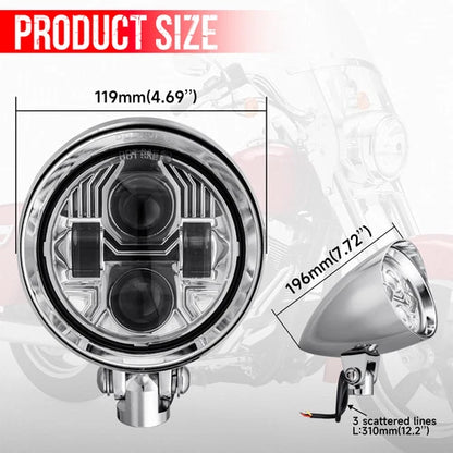 Chrome Visor Motorcycle Bullet Headlight  For Harley Chopper Bobber Dyna Softail