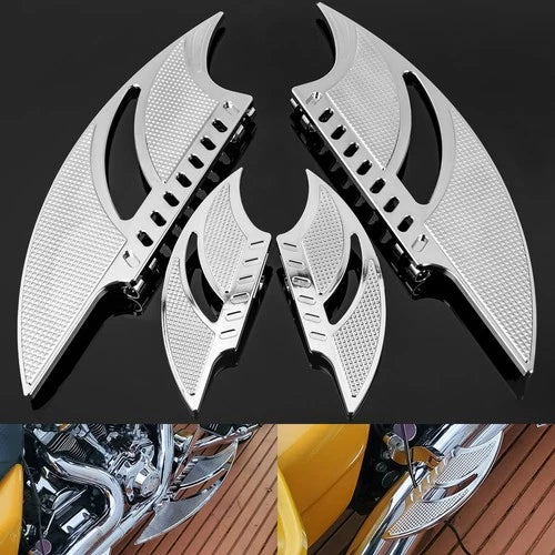 Front + Rear CNC Floorboards Foot Pegs Footrest Pedals For Harley FLTR FLHR