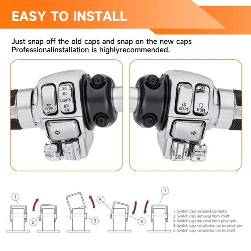 Chrome Hand Control Switch Buttons Caps For Harley Touring Electra Road Glide