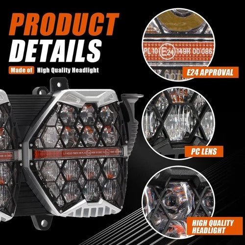 LED Dual Halo Headlight For 2015-2024 Harley Road Glide FLTR FLTRX FLTRXS FLTRU