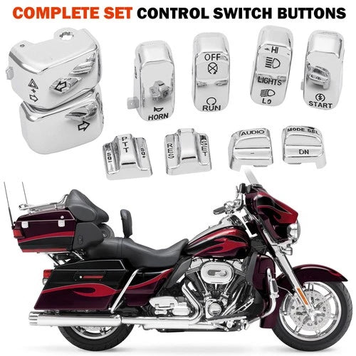 10pcs Hand Control Switch Cover Housing Button Cap Set FOR Harley Touring 96-13