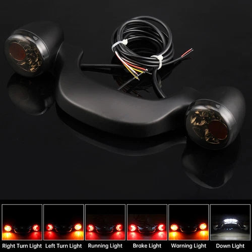 Bullet Rear Brake LED Light Bar Turn Signal For Harley Street Glide FLHX 10-23