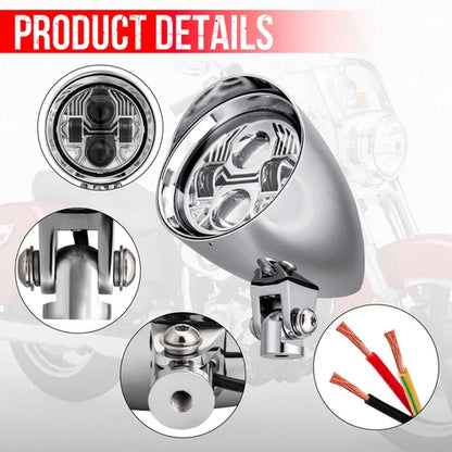 LED Chrome Hi/Lo Bullet Headlight Headlamp For Harley Bobber Chopper Cruiser