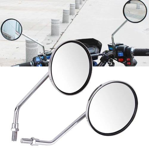 MOTORCYCLE CLASSIC CHROME ROUND REAR VIEW SIDE MIRRORS 10MM UNIVERSAL FOR HONDA