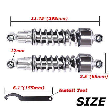 11.75" Chrome Rear Suspension Shock For Harley Sportster Iron 883 1200 XL XR FXR