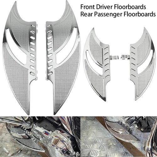 Front + Rear CNC Floorboards Foot Pegs Footrest Pedals For Harley FLTR FLHR