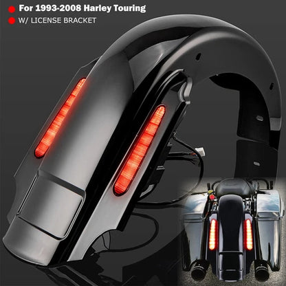 Stretched Dual Cut Rear Fender & Light For Harley Road King Electra Glide 93-08