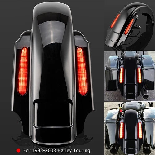 CVO Dual Cut Extended Rear Fender w LED + Wire Harness for Harley Electra Glide