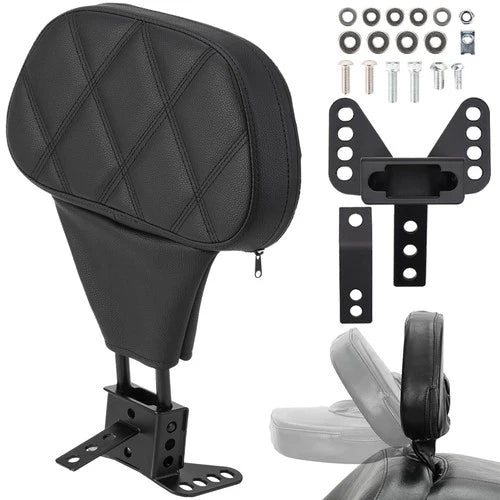 Adjustable Driver & Rider Backrest Pad w/ Mount for Harley Touring Street Glide
