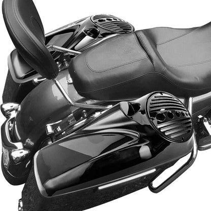 Vivid Black 8 inch Speaker Lids With Tweeter For Harley Touring 2014-2025 Models