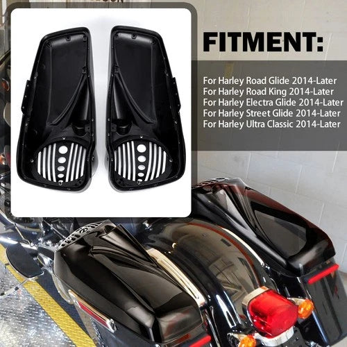 Vivid Black 8 inch Speaker Lids With Tweeter For Harley Touring 2014-2025 Models