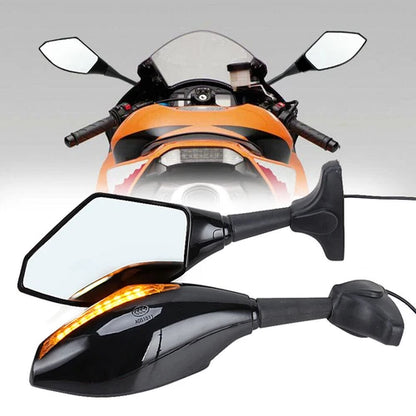 Motorcycle Led Intergrated Turn Signal Side Mirrors for Suzuki Ducati Sport Bike