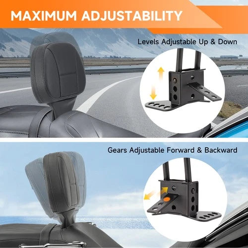 Plug-In Driver Rider Backrest Pad For Harley Touring Road Street Glide 1988-2008