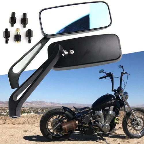 2x Rectangle Motorcycle Rear View Side Mirrors For Harley Honda Yamaha Universal