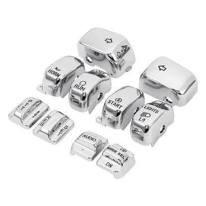 Chrome Hand Control Switch Button Caps Fit For Harley Street Electra Glide 96-13