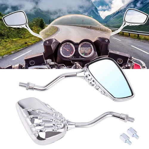 For Harley Honda Kawasaki Yamaha Universal Motorcycle Skull Hand Rearview Mirror