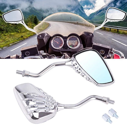 For Harley Honda Kawasaki Yamaha Universal Motorcycle Skull Hand Rearview Mirror