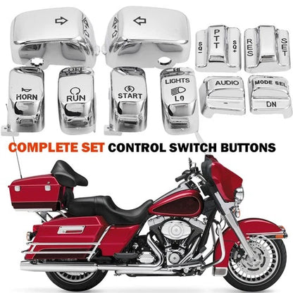 Chrome Hand Control Switch Button Caps Fit For Harley Street Electra Glide 96-13