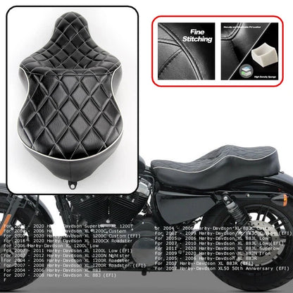 Driver & Passenger Seat Dual-Zone Two up For Harley Sportster XL883N XL1200 04+