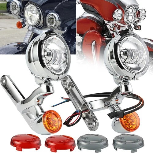 Auxiliary Spot Fog Light Bracket Turn Signal For Harley Touring Road Glide King