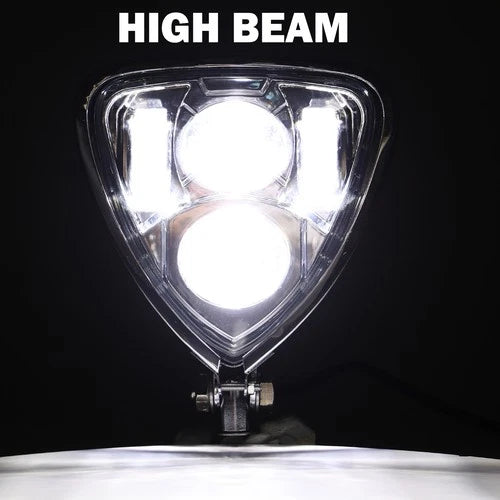 Chrome Motorcycle Triangle LED Headlight Lamp For Harley Sportster Dyna Touring