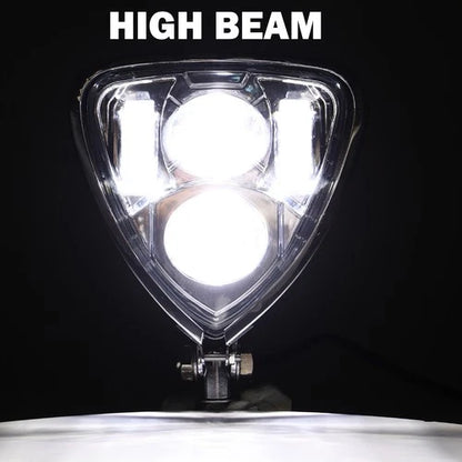 Chrome Motorcycle Triangle LED Headlight Lamp For Harley Sportster Dyna Touring