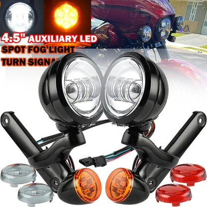 4.5" LED Auxiliary Spotlight Passing Light For Harley Electra Glide FL 1997-2016