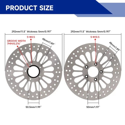 11.5" ROTOR FRONT & REAR W/ BOLTS FOR HARLEY SOFTAIL HERITAGE SLIM FATBOY DELUXE