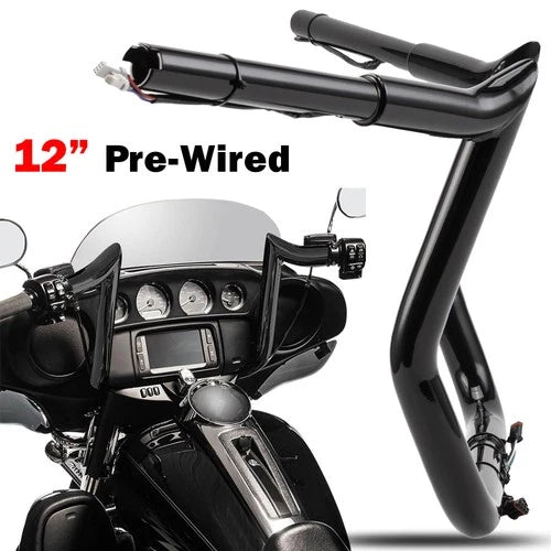 12" Pre-Wired Ape Meathook Handlebar For Harley Ultra Limited Street Glide 14-23