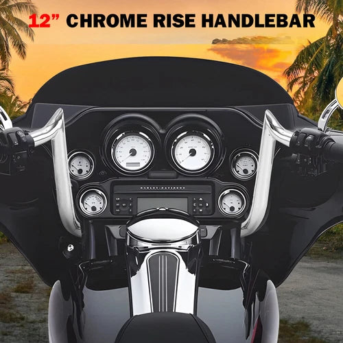 Chrome 12" Meathook Handlebars 1 1/4" Bar For Harley Electra Street Glide 86-up