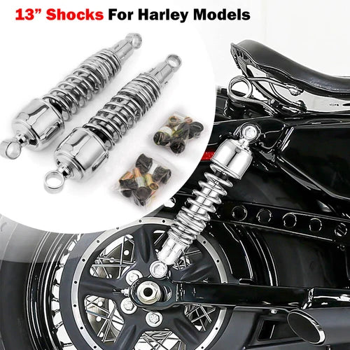 13" Chrome Rear Shocks Absorber For Harley Dyna Wide Glide Low Rider Super Glide