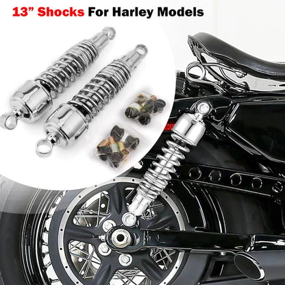 13" Chrome Rear Shocks Absorber For Harley Dyna Wide Glide Low Rider Super Glide