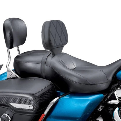 Adjustable Driver & Rider Backrest Pad w/ Mount for Harley Touring Street Glide