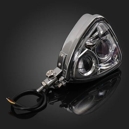 Chrome Motorcycle Triangle LED Headlight Lamp For Harley Sportster Dyna Touring